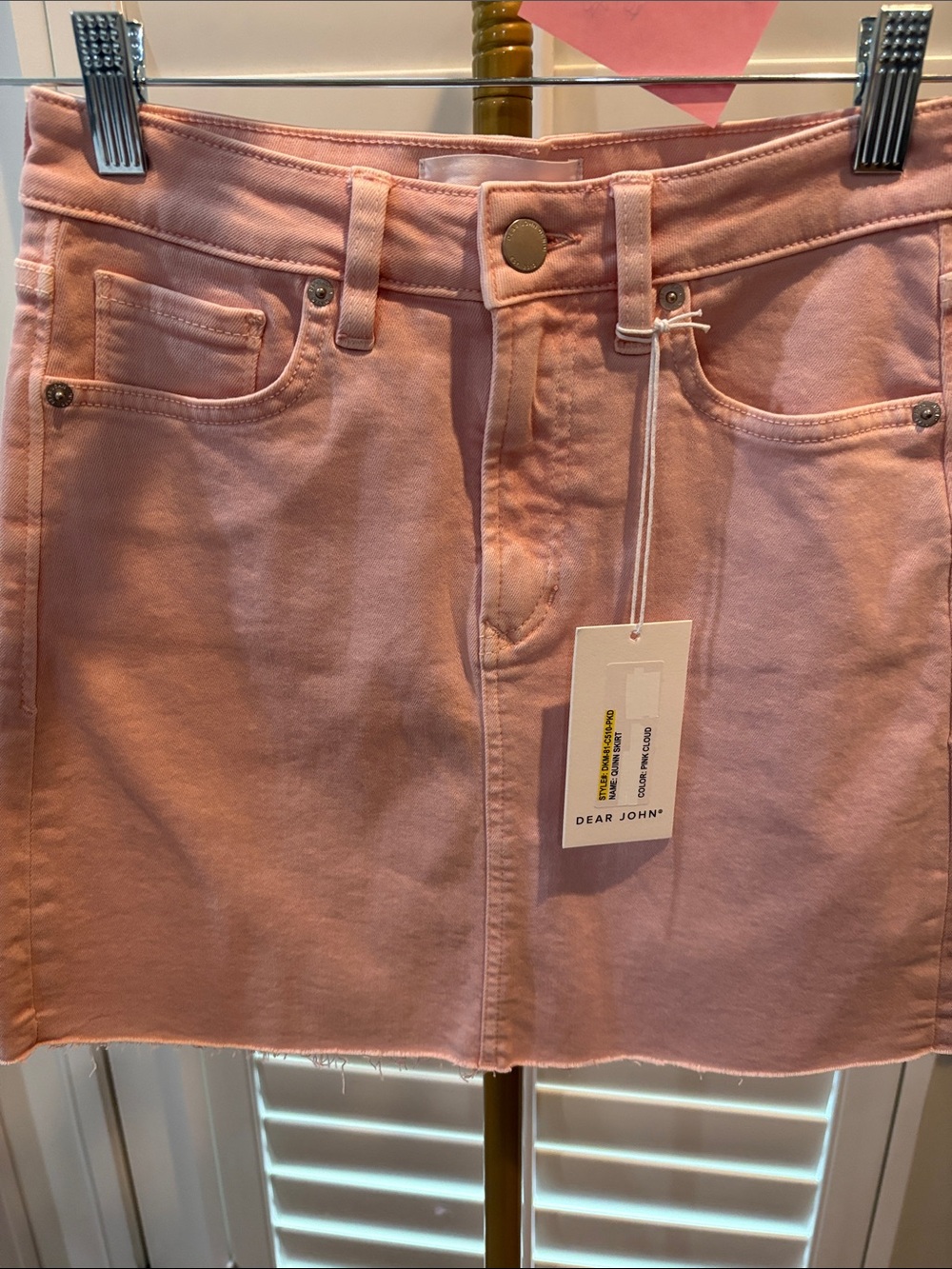 Dear John Soft Pink Denim Mini Skirt